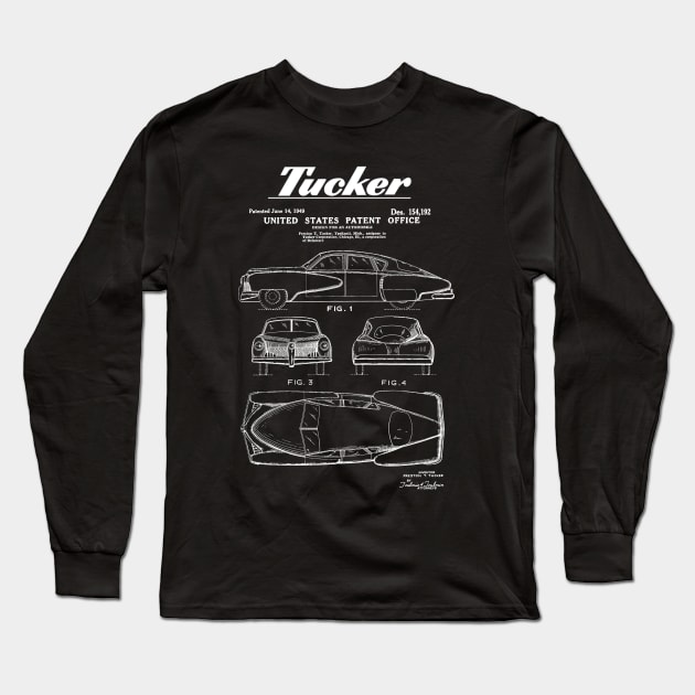 Tucker Automobile Patent White Long Sleeve T-Shirt by Luve